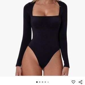 NWT QINSEN SQUARE NECK DOUBLE LINED BODYSUIT.